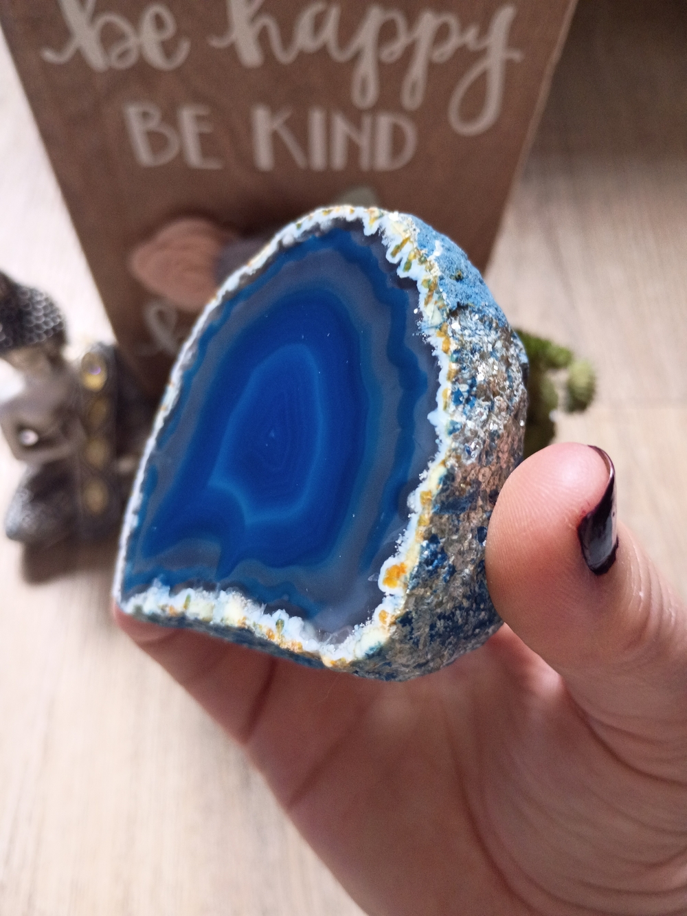 Blue Agate Geode From Brazil Decorative Home Accents